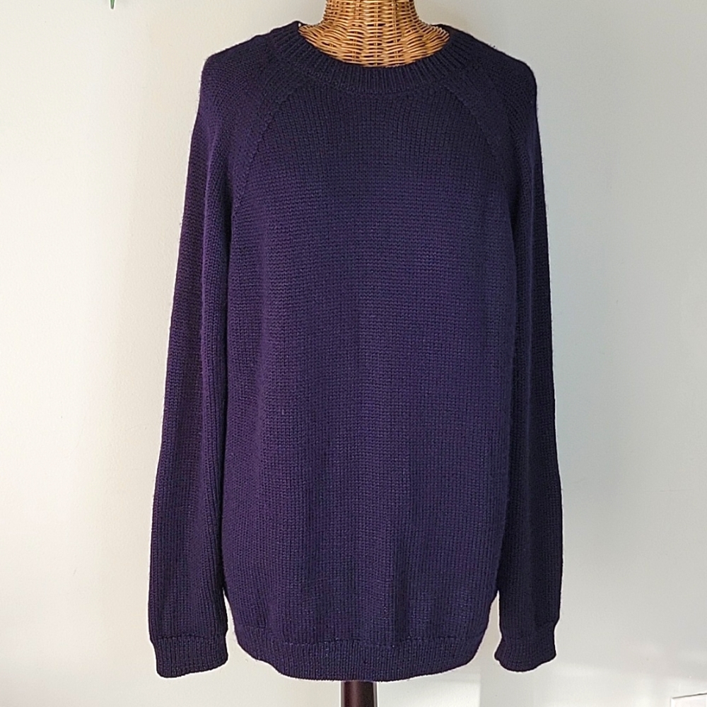 Alicia Adams Alpaca szXL Crewneck Baby Alpaca Pullover Navy Blue  BinO